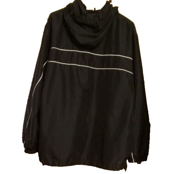 TEC GEAR Zip Front Jacket Black Collar Pockets Size L All weather wind breaker - Picture 2 of 3